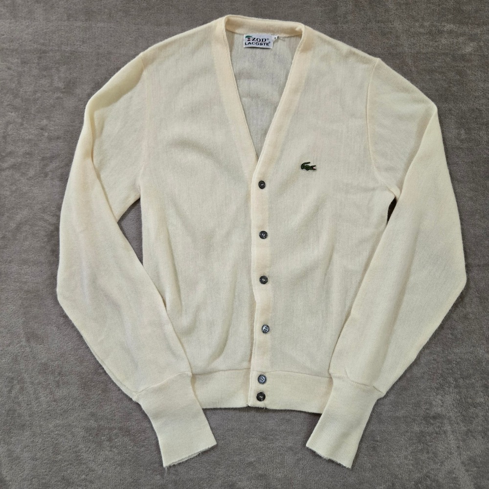 Vtg Izod Lacoste Cardigan Sweater Mens Medium Preppy Old Money Academia Tennis